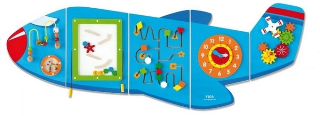 Lesena stenska senzorična tabla Letalo VIGA Montessori