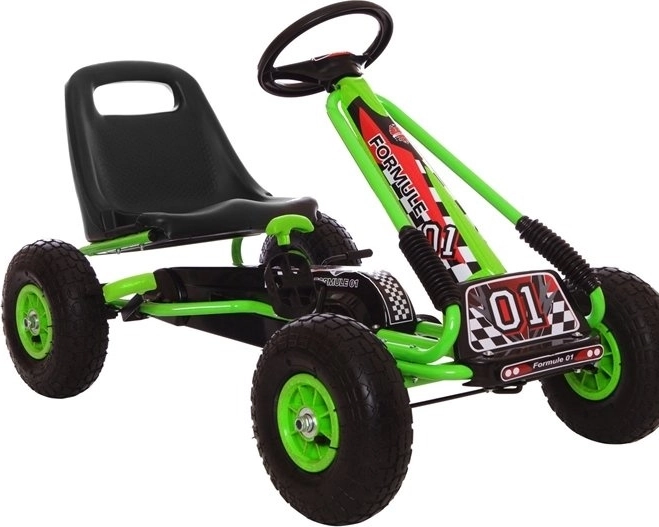 Pedalni zračni gokart + Napihljive pnevmatike + Nastavljiv sedež – Zelena