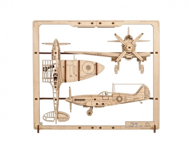 Ugears lesenična mehanična sestavljanka Lovski letalo