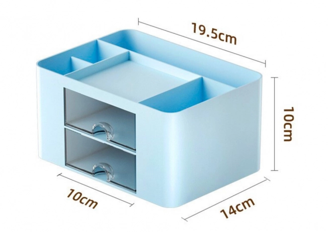 organizator za mizo z modrimi predali
