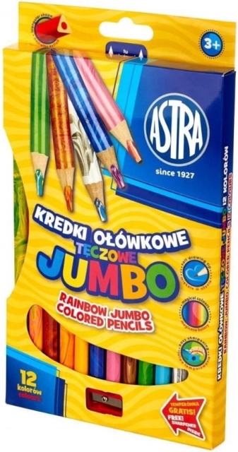 Astra mavrične jumbo barvice 12 kos s šilčkom