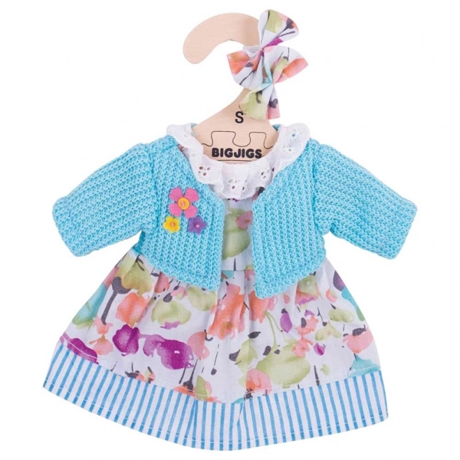 Bigjigs Toys Turquoise obleka s puloverjem za punčko 28 cm