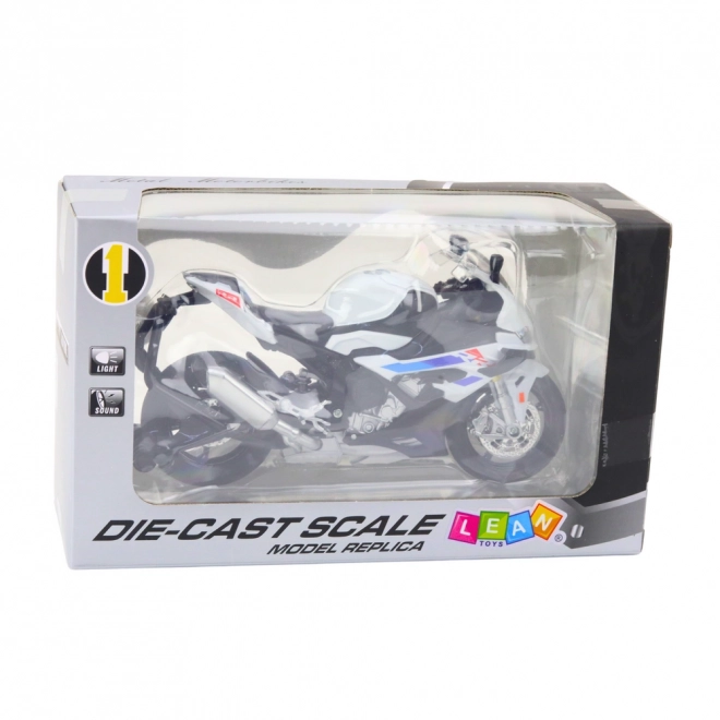 Športni kovinski model motornega kolesa 1:12 beli