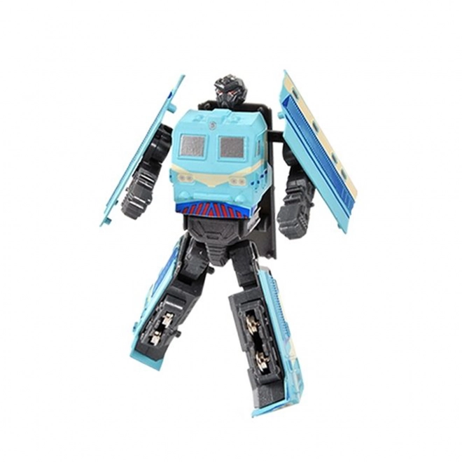 Kovinski robot preoblikljiv v modro lokomotivo