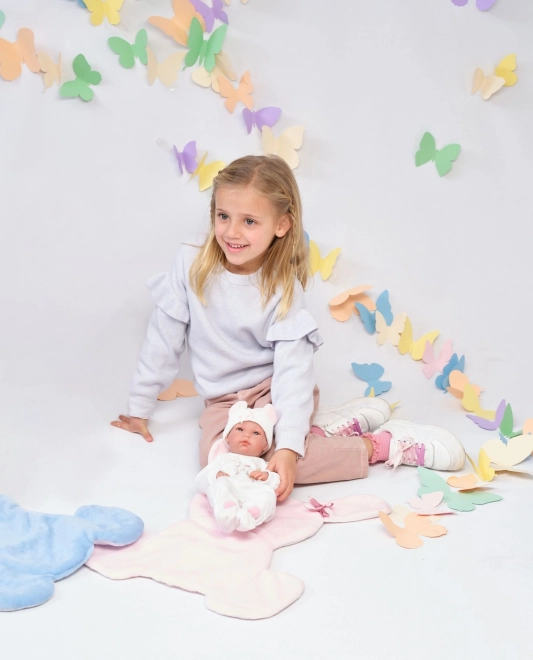 Realistična punčka New Born deklica s celovinilnim telesom 35 cm