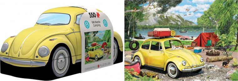 Sestavljanka v kovinski škatlici VOLKSWAGEN Hrošč v kampu 550 kosov