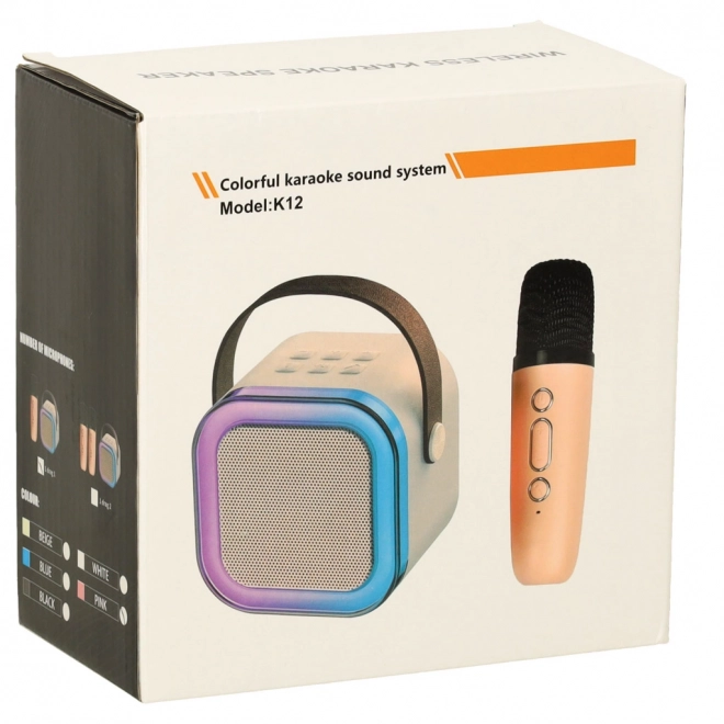 Karaoke komplet mikrofon + prenosni zvočnik BLUETOOTH USB LED roza