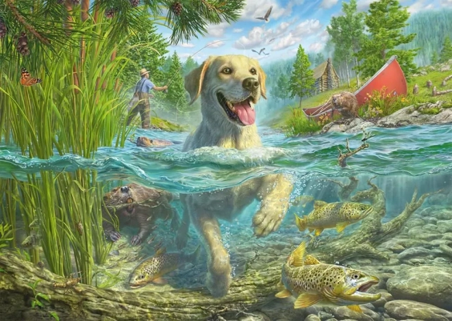 Sestavljanka Schmidt Labrador na ribolovu 1000 koščkov