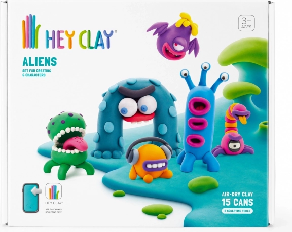 hey clay aliens – ustvarjalni komplet modelirne mase za otroke