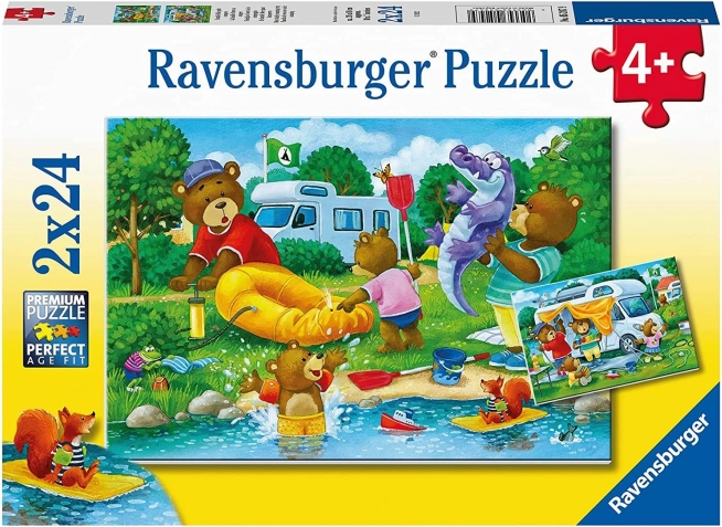 Sestavljanka Medvedja družina kampira 2×24 koščkov RAVENSBURGER