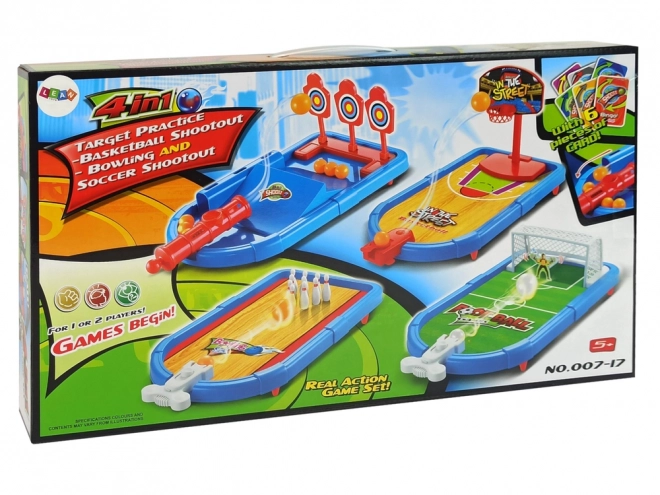 Set arkadnih iger 4 v 1 Košarka Nogomet Ščit Bowling Pin Launcher