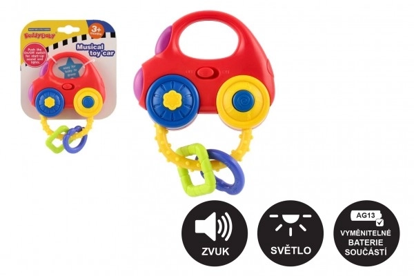 Ropotuljica avto plast 10x11cm na baterije z zvokom, svetlobo na kartonu 3m+