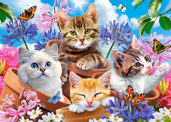 Otroške Puzzle Muce z Rožami