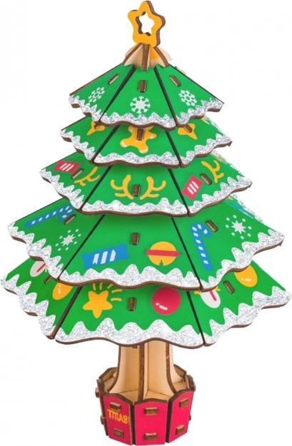 woodcraft lesene 3D puzzle božično drevo