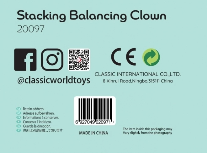 Lesena sestavljanka Klovn Balansir Classic World