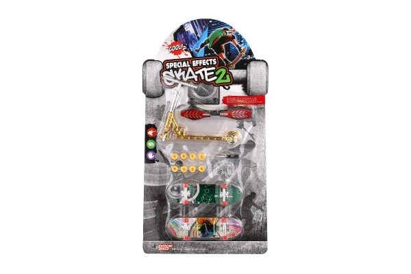 Komplet skateboard vijaki, prstna rolka, valovni deska plast z dodatki, mix vrst na kartici 16x30cm