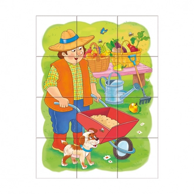 Dino izobraževalne kocke Poklici - set 12 kock