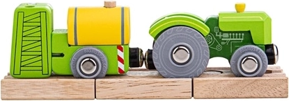 Bigjigs Rail traktor s prikolico – zelen