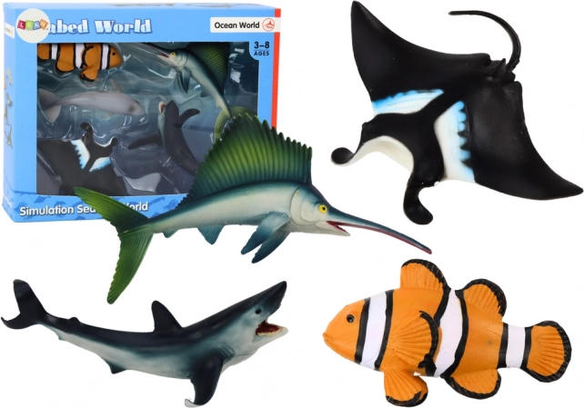 Komplet figur morskih živali: morski pes, delfin, skat – 5 kosov