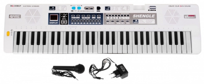Beli otroški klaviaturni komplet z mikrofonom, snemanjem in stereo zvočniki