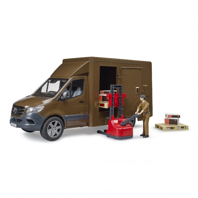 Dostavno vozilo UPS Bruder MB Sprinter s figurico in dodatki