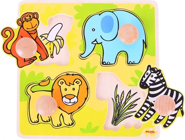 Bigjigs Toys moje prve vstavljanke safari (lesene, 4 deli)