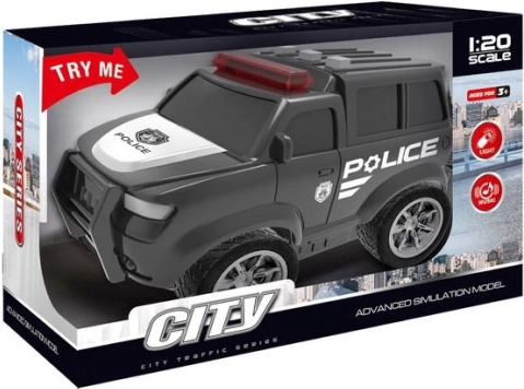 Policijski avto na vztrajnik z učinki, črn 22,5 cm