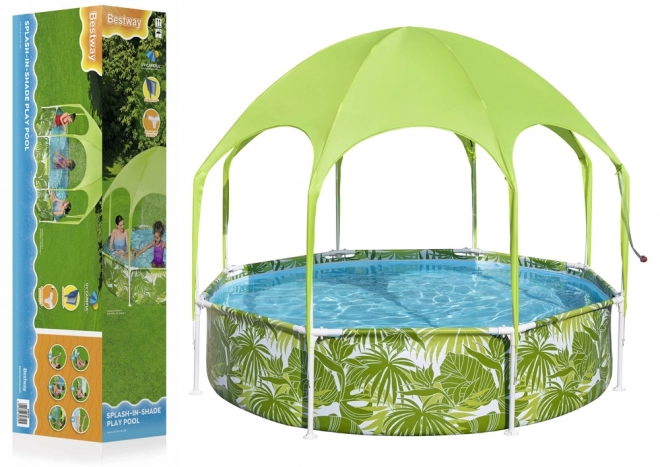 BESTWAY okvirni bazen s senčnim nadstreškom SPLASH-IN-SHADE 244 × 51 cm