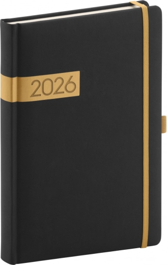Dnevni dnevnik Twill črno-zlat 2026