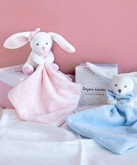 Doudou Zajček z Ninico Roza Darilni Set