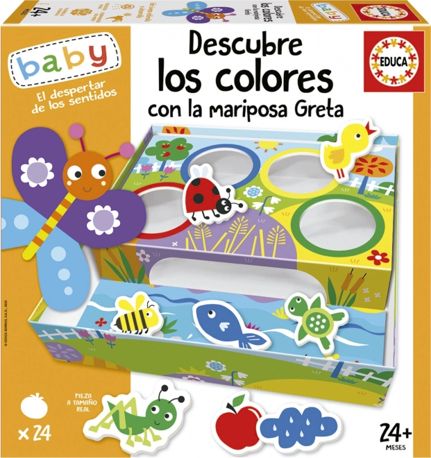 EDUCA Baby Razvrščanje barv z metuljem Greto 4x6 kosov