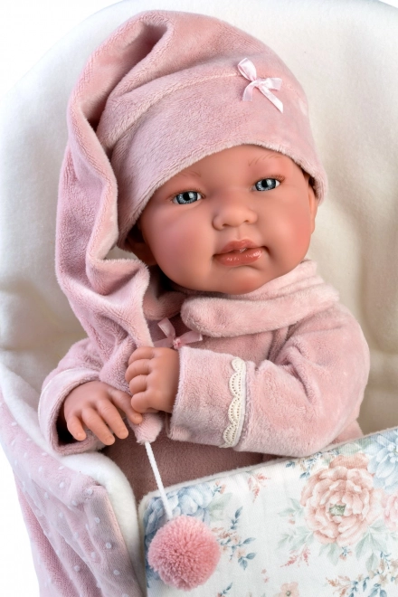 Llorens 84450 NEW BORN - realistična lutka dojenček z zvoki in mehkim tekstilnim telesom - 44 cm