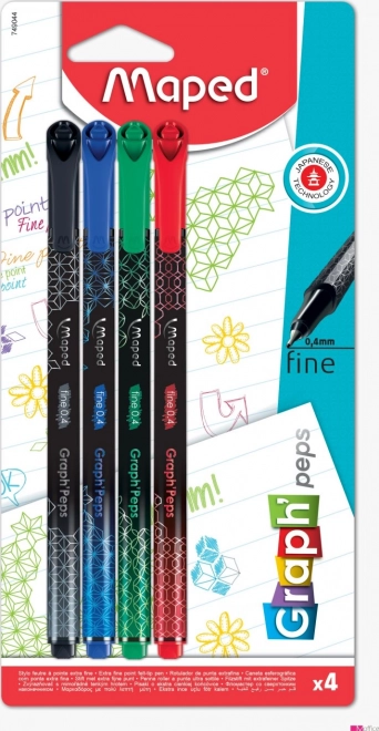 maped liner graph'peps deco – set 4 barvnih linerjev 0,4 mm
