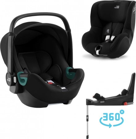 Komplet otroških sedežev BRITAX RÖMER Baby-Safe 3 i-Size + Dualfix 3 i-Size z bazo Flex Base 5Z, Space Black