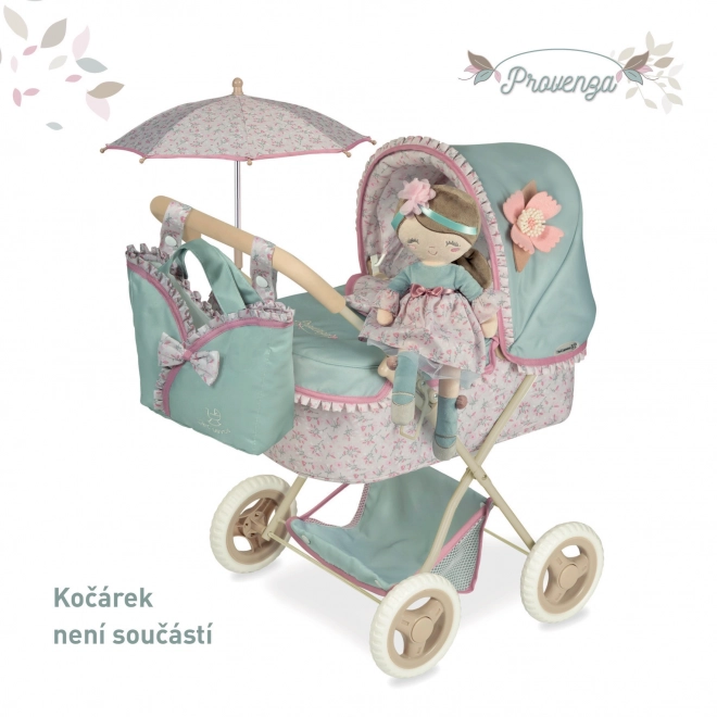 DeCuevas 20045 Plišasta punčka PROVENZA - 36 cm s posteljico