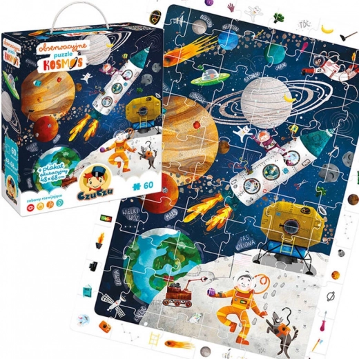 CzuCzu Opazovalne Puzzle Vesolje 60 Kosa z Izobraževalnim Plakatom