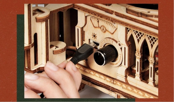 RoboTime 3D lesene mehanske puzzle Gramofon (ročni pogon)