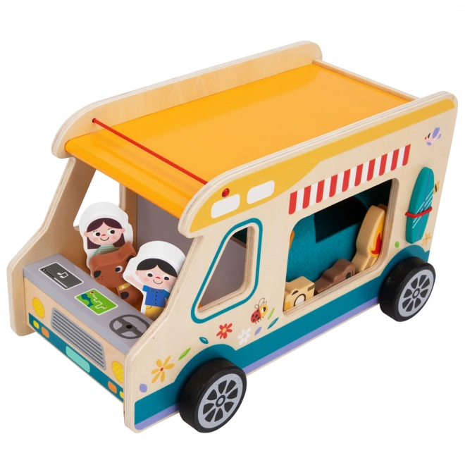 Tooky Toy leseni avtodom s figurami za kampiranje