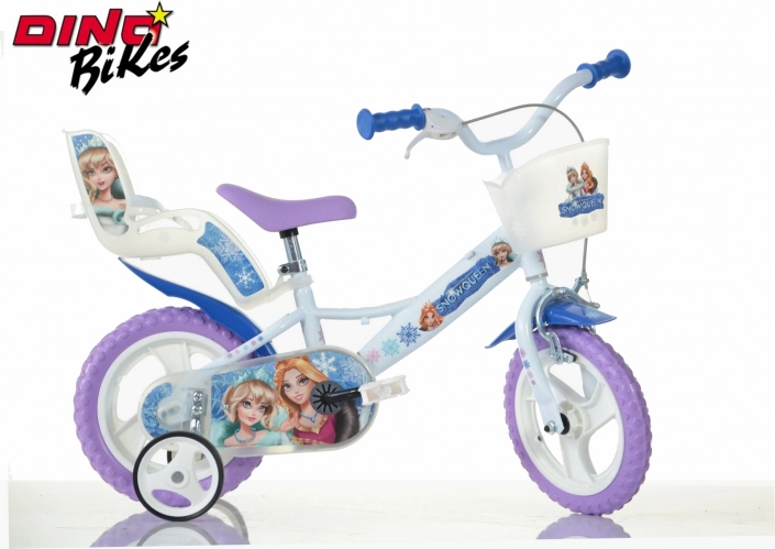 Dino Bikes otroško kolo 12 snežna kraljica s košarico in sedežem za punčko