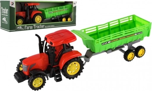 Otroški traktor s prikolico, plastičen, 35 cm
