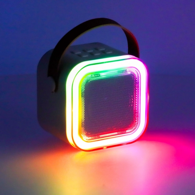 Karaoke set 2 mikrofona + prenosni zvočnik BLUETOOTH USB LED roza
