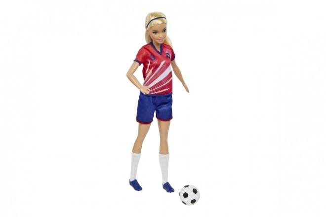 Barbie nogometna punčka v rdečem dresu