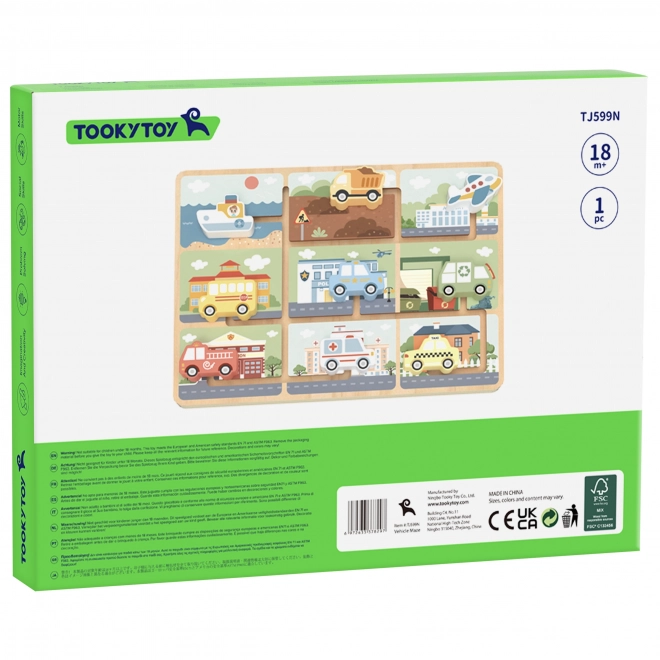 Leseno labirint z vozili od Tooky Toy