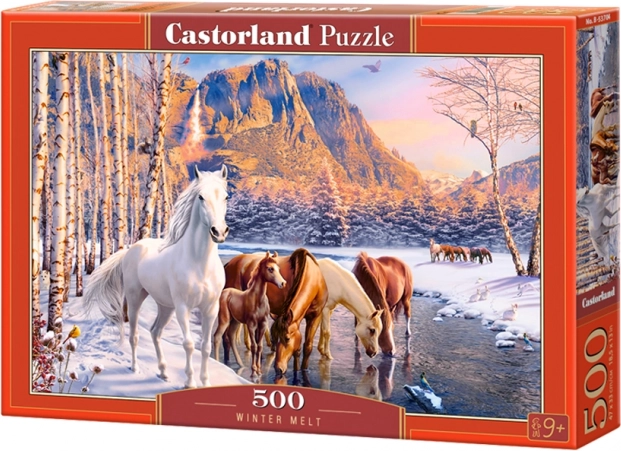 Sestavljanka CASTORLAND Winter Melt – konji, 500 koščkov