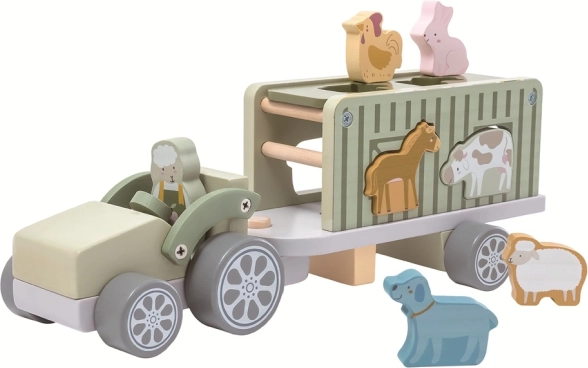 2Kids Toys leseni avtomobil z živalmi in vstavljanko