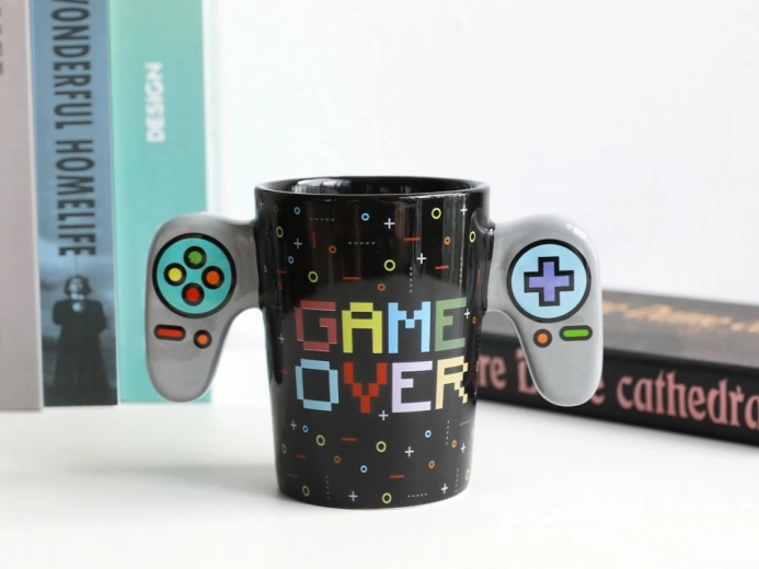 keramična skodelica z dvojnim ročajem game over