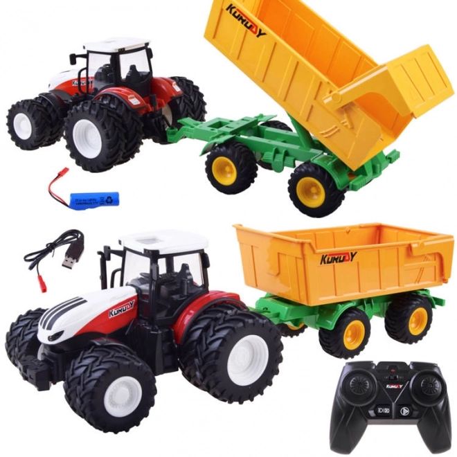 Daljinsko voden traktor z gumijastimi kolesi + prikolica RC0601