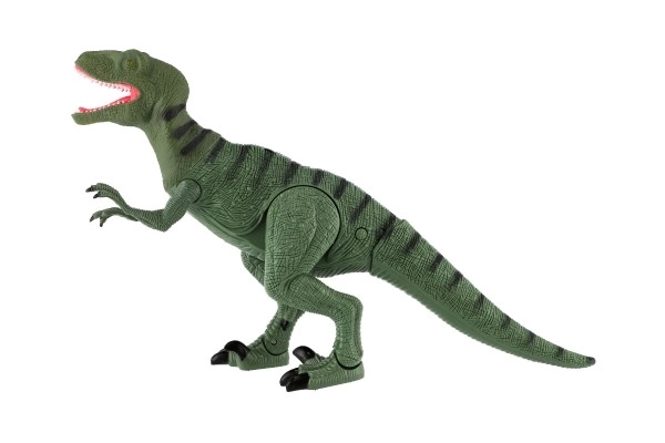Hodeči IC velociraptor plast 50cm na baterije z zvokom in svetlobo v škatli 53x32,5x12cm