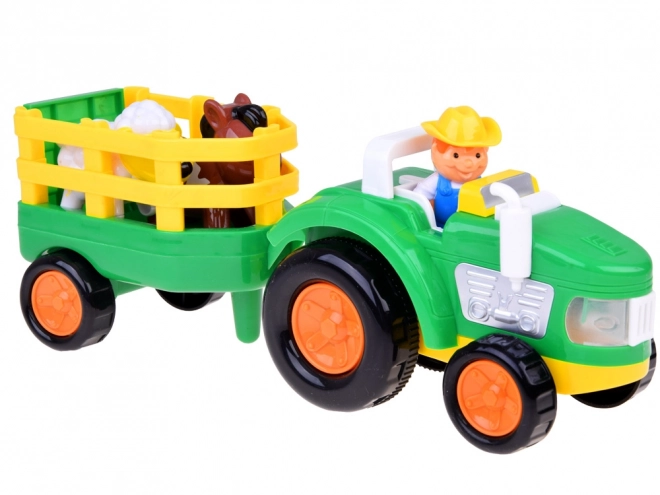 Kmetijski traktor s prikolico in živalmi zvok + svetloba ZA5390