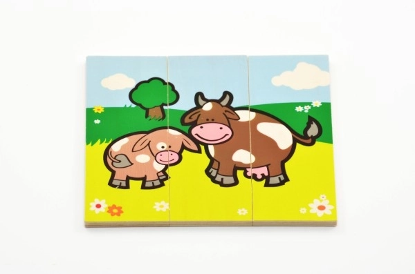 Lesene Puzzle Moje prve živalice 18 kosov za najmlajše v škatli 13x11,5x4,5cm 12m+ MPZ
